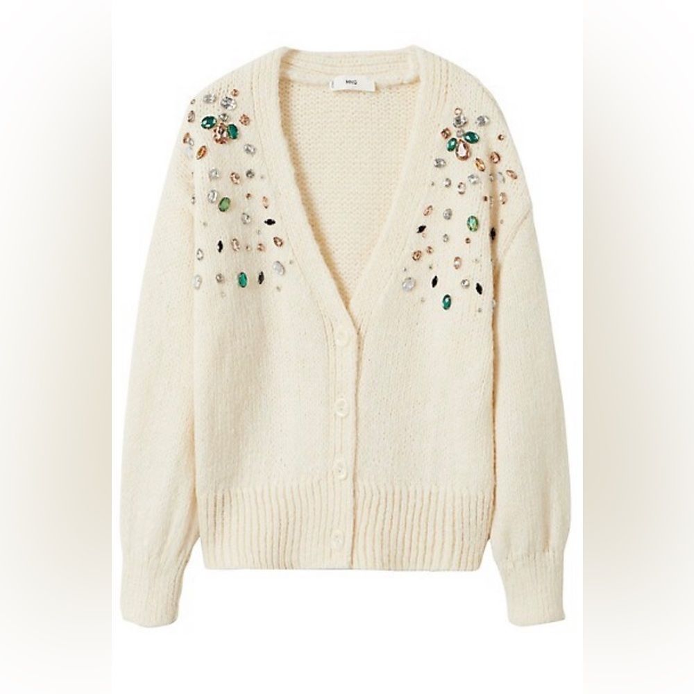 MANGO Crystal-Applique Cardigan NWT